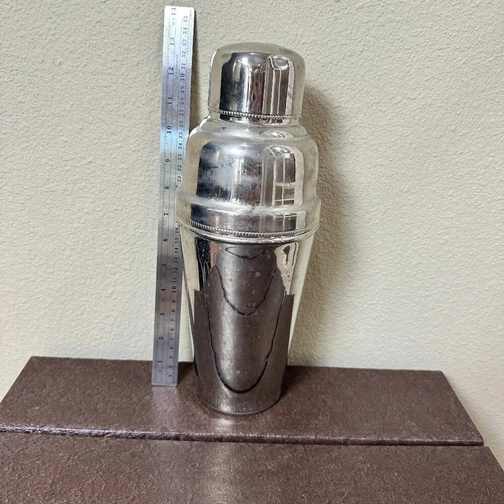 POTTERY BARN Extra Large Silver Tone Cocktail Shaker - 60 ounces